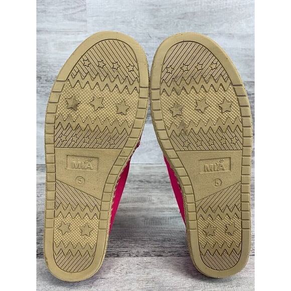 Mia Girls Size 5 Pink Canvas Espadrilles With Braided Jute Trim & Rubber Soles - Picture 8 of 8